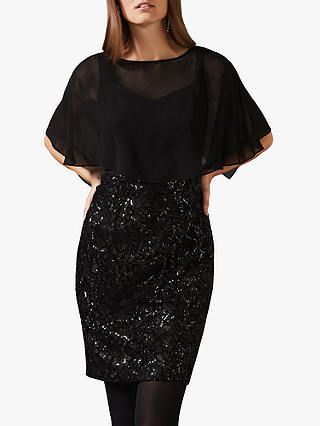 Phase Eight Macy Sequin Skirt Dress, Black