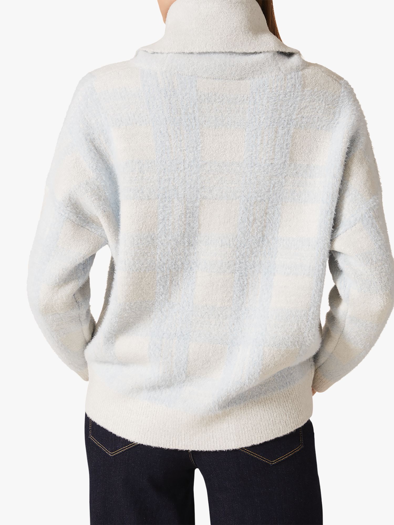 Phase Eight Cara Chunky Check Jumper, Pale Blue