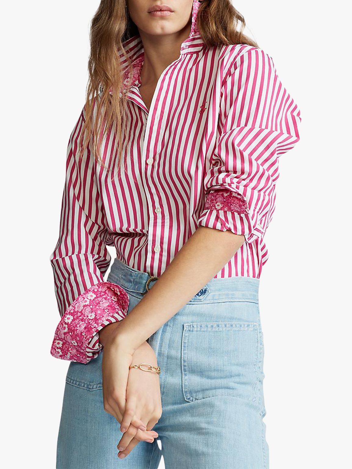 pink and white ralph lauren shirt