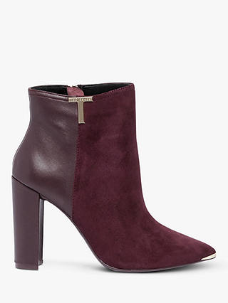 Ted Baker Inala Leather Suede Point Toe Ankle Boots, Bordeaux