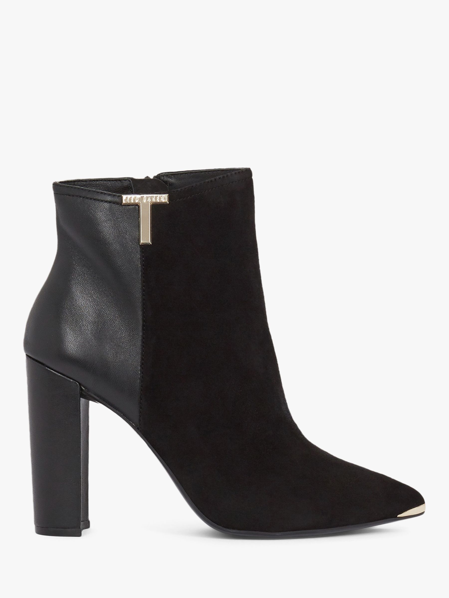 Ted Baker Inala Leather Suede Point Toe Ankle Boots, Black