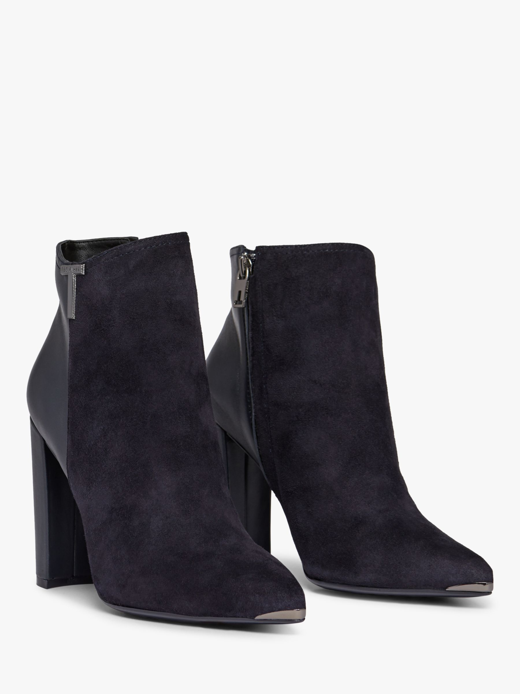 Ted Baker Inala Leather Suede Point Toe Ankle Boots, Navy at John Lewis ...