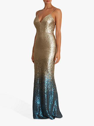 Fenn Wright Manson Amanda Holden Collection Sequin Dress, Gold/Teal