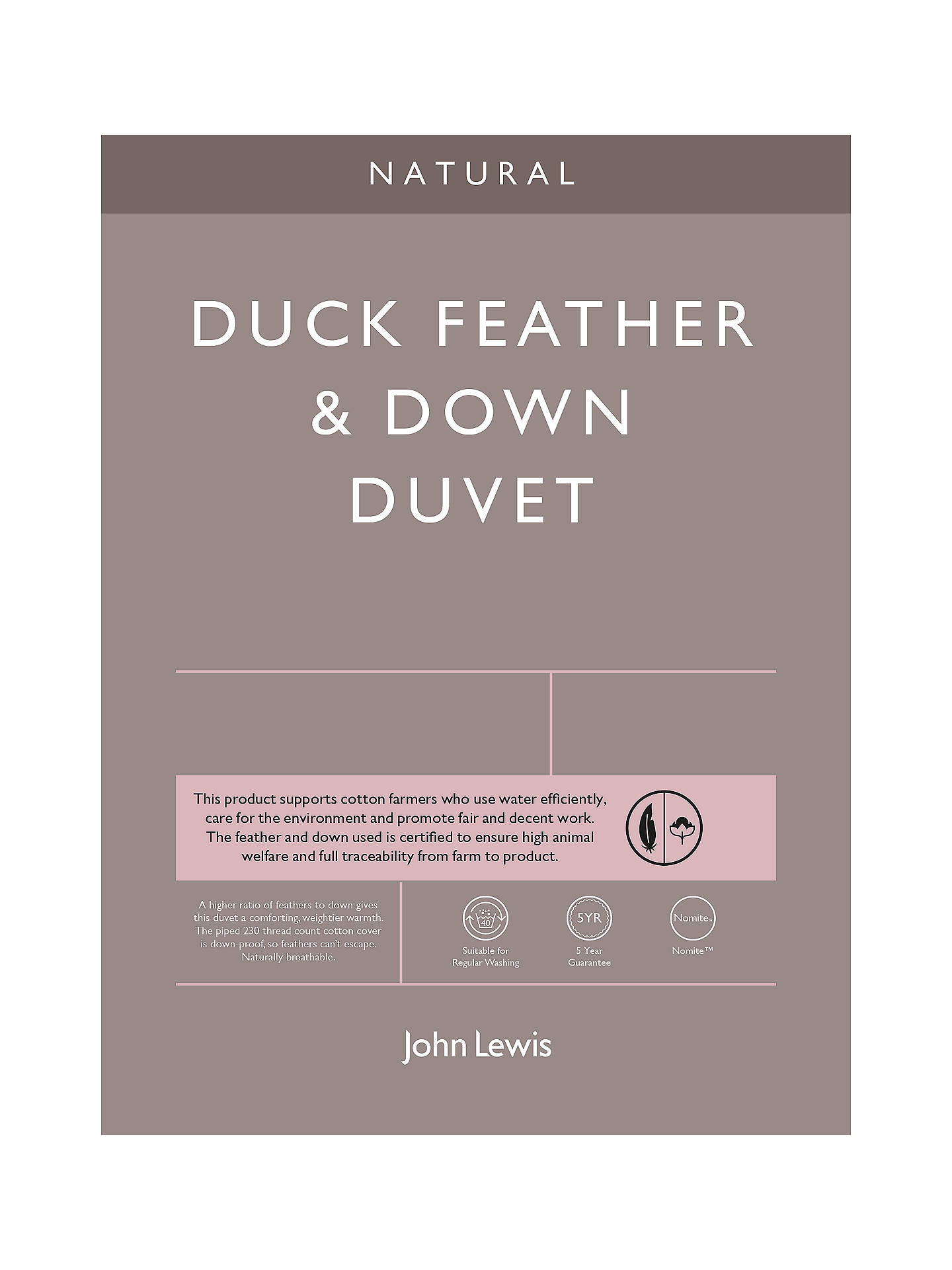 John Lewis Partners Natural Duck Feather And Down Duvet 4 5 Tog