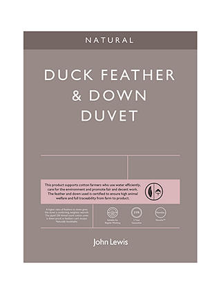 John Lewis Natural Duck Feather and Down Duvet, 10.5 Tog, Single