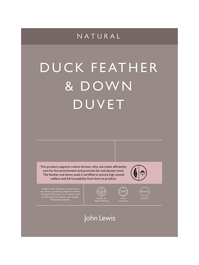 John Lewis Natural Duck Feather and Down 3-in-1 Duvet, 13.5 Tog (4.5 + 9 Tog), Single