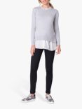 Seraphine Broderie Layered Maternity and Nursing Jumper, Grey Marl