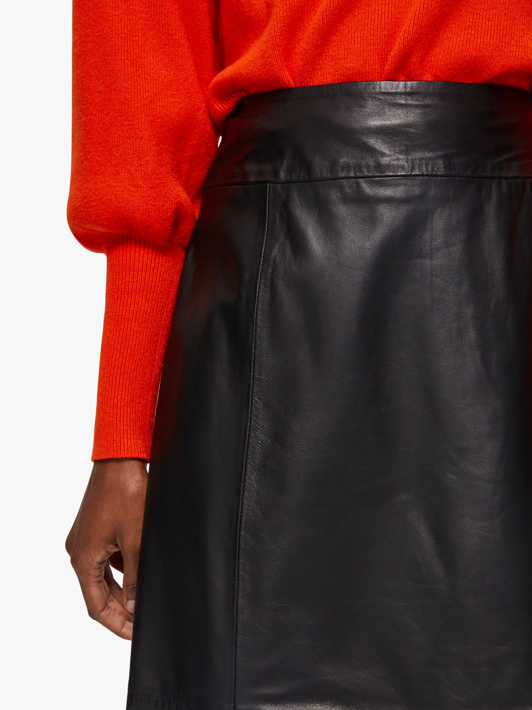 Selected Femme Ardee Leather Skirt, Black