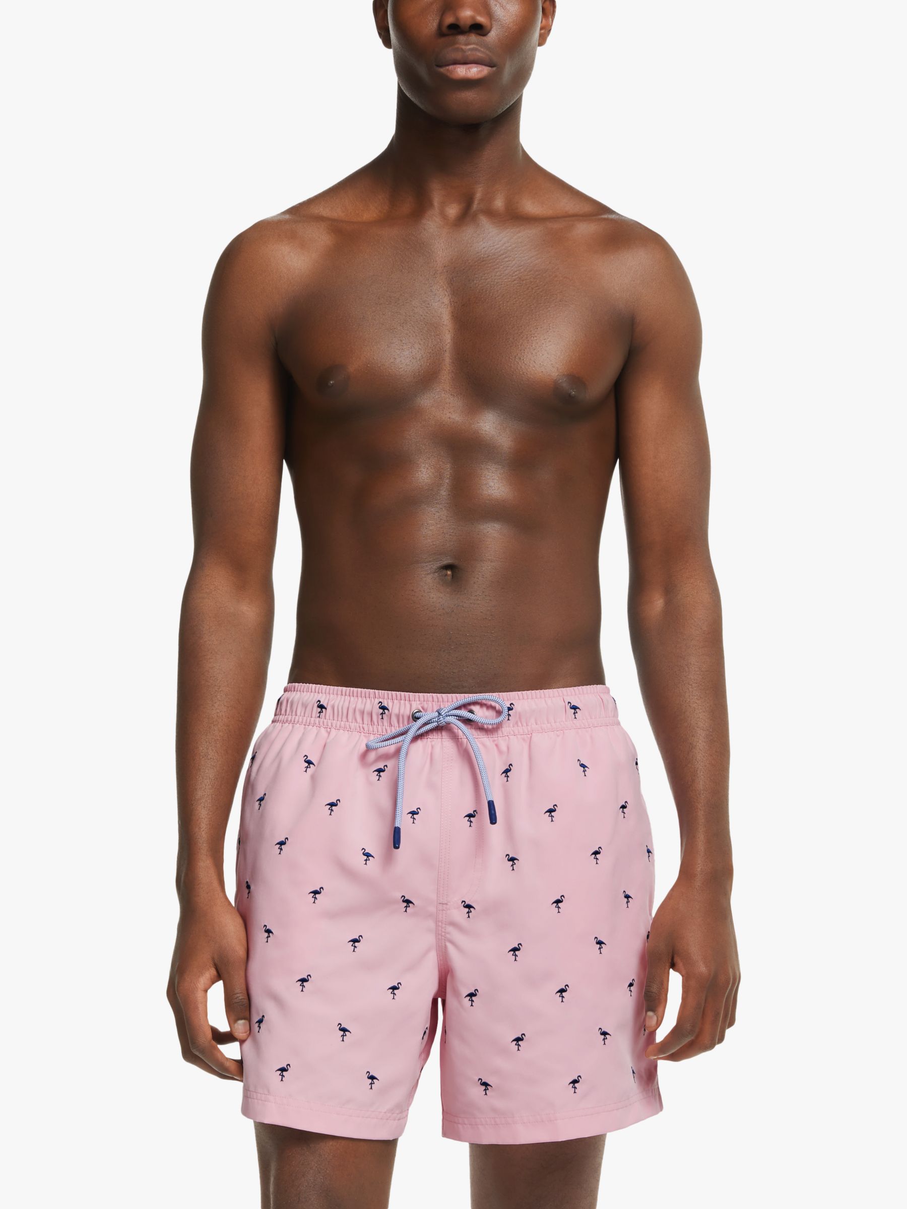 John Lewis & Partners Recycled Poly Flamingo Embroidery Swim Shorts, Pink
