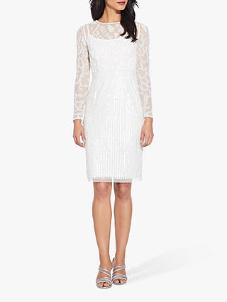 Adrianna Papell Beaded Illusion Dress, Off White