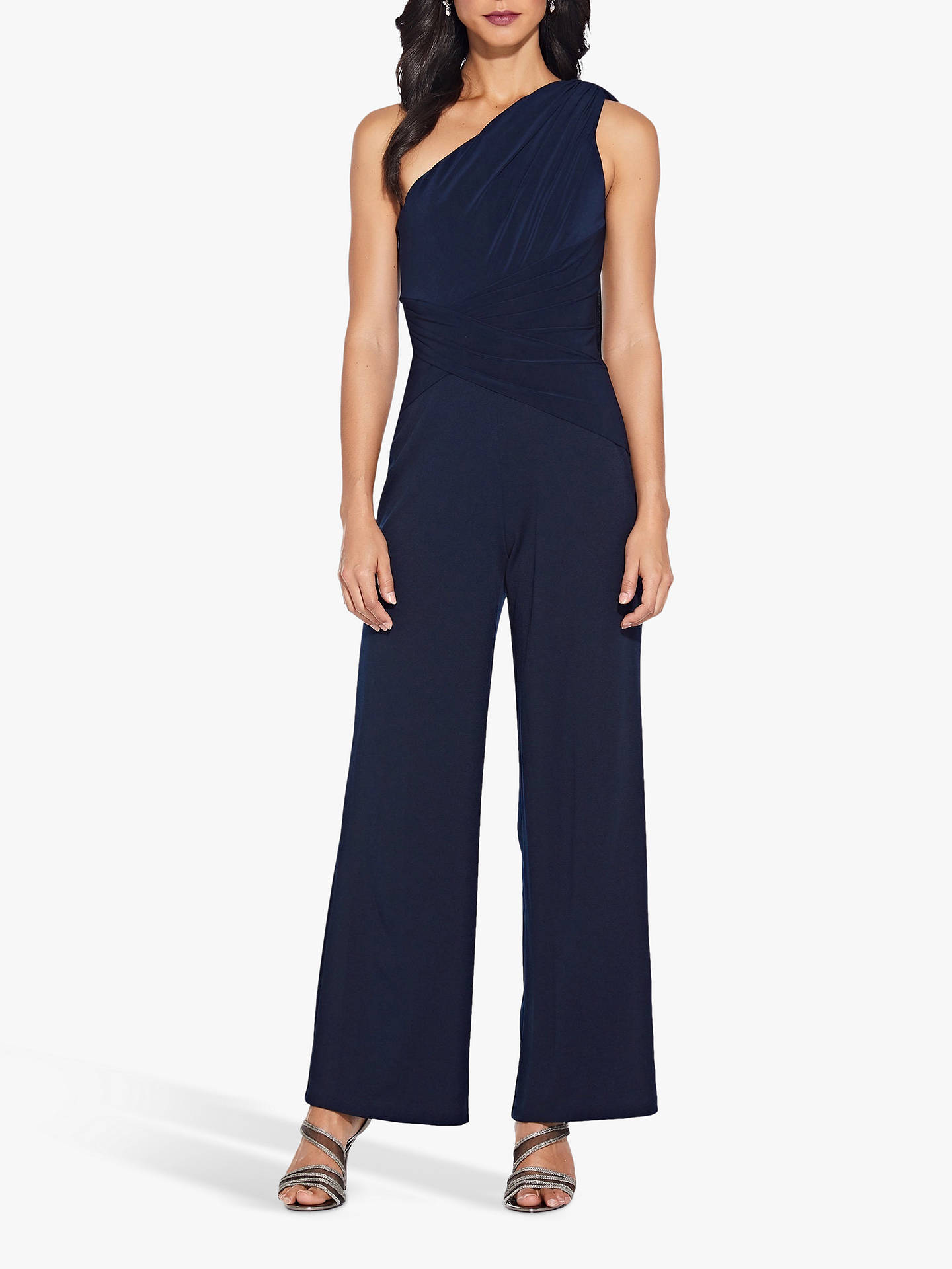 Adrianna Papell One Shoulder Jumpsuit, Midnight at John Lewis & Partners