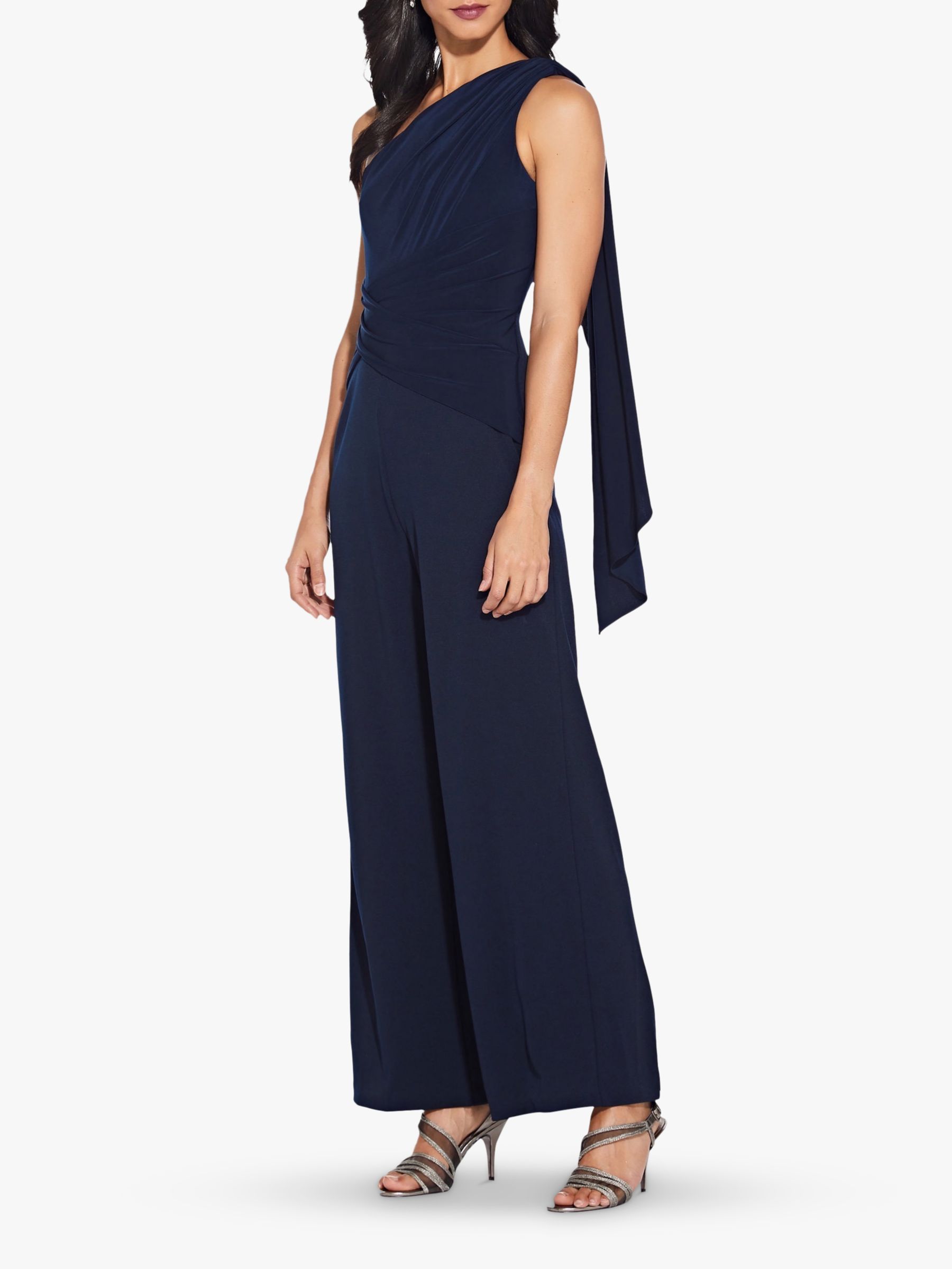 Adrianna Papell One Shoulder Jumpsuit, Midnight at John Lewis & Partners