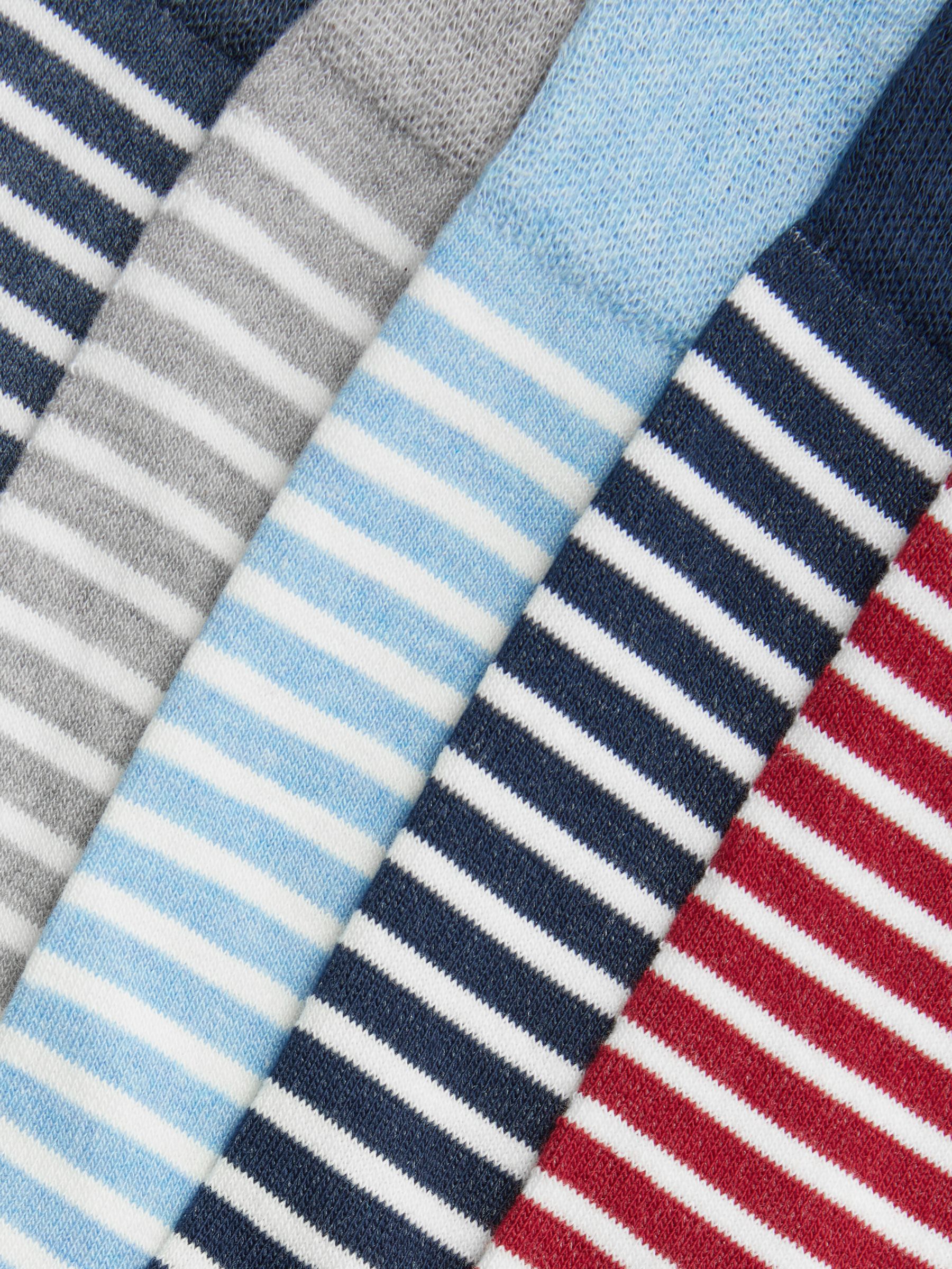 John Lewis Organic Cotton Rich Breton Stripe Men's Socks, Pack of 5, Navy/Grey/Blue/Black/Red, S