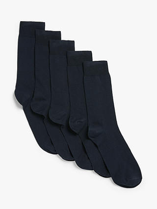 John Lewis & Partners Organic Cotton Rich Plain Men's Socks, Pack of 5