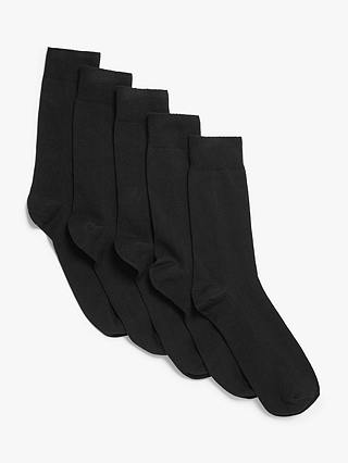 John Lewis & Partners Organic Cotton Rich Plain Men's Socks, Pack of 5
