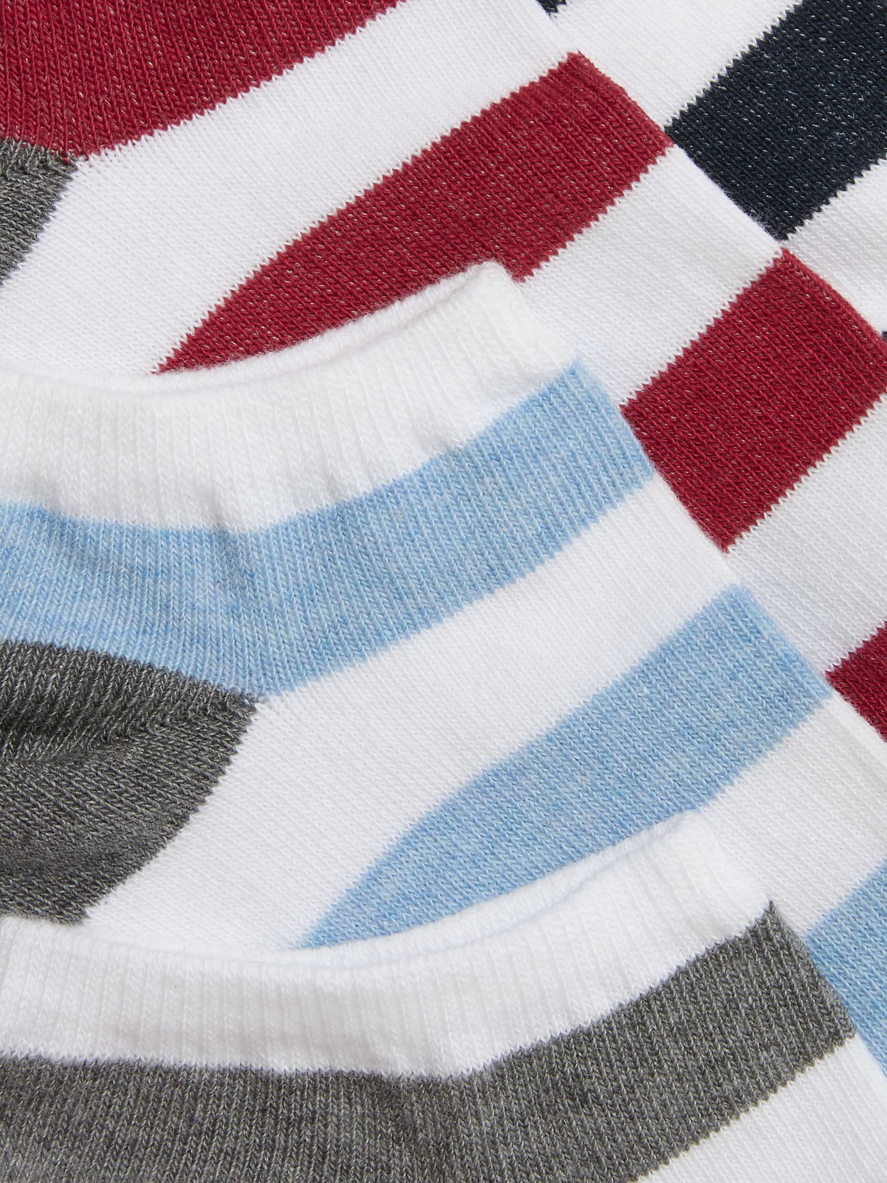 Buy John Lewis Rugby Stripe Trainer Socks, Pack of 4, Black/Red/Blue/Grey Online at johnlewis.com