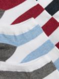 John Lewis Rugby Stripe Trainer Socks, Pack of 4, Black/Red/Blue/Grey