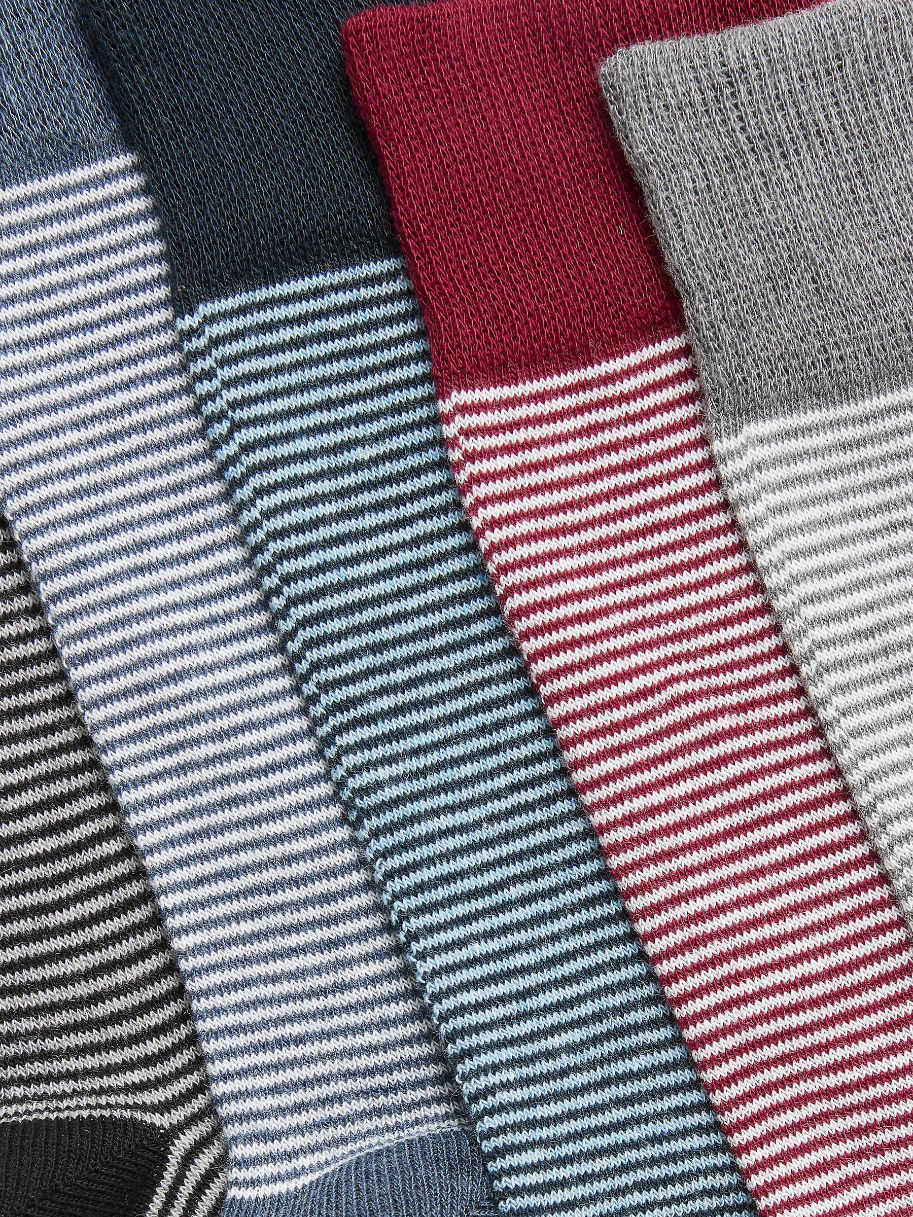 Buy John Lewis Organic Cotton Rich Feeder Stripe Men's Socks, Pack of 5, Black/Blue/Dark Blue/Burgundy/Grey Online at johnlewis.com