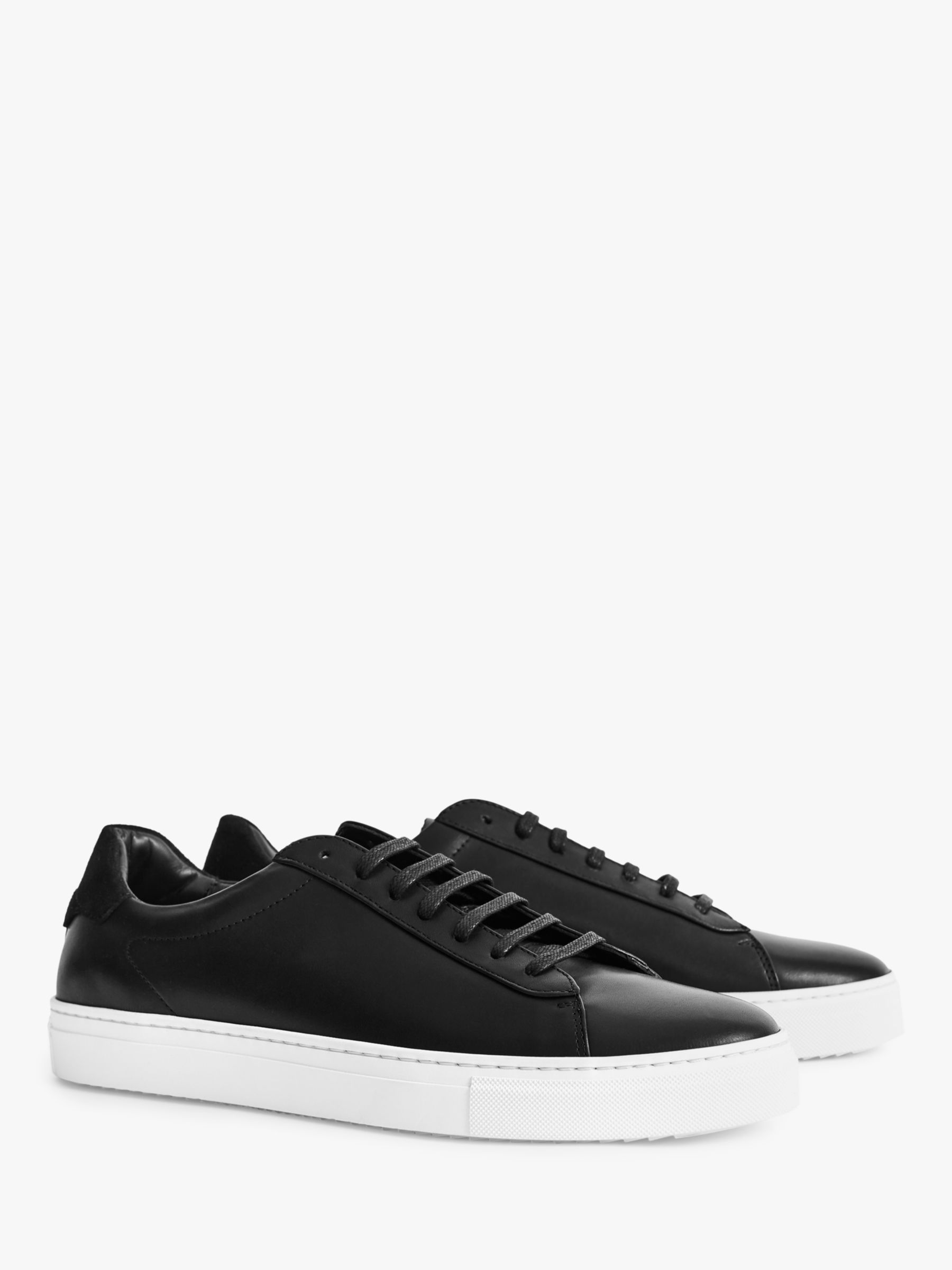 Reiss Finley Leather Trainers, Black