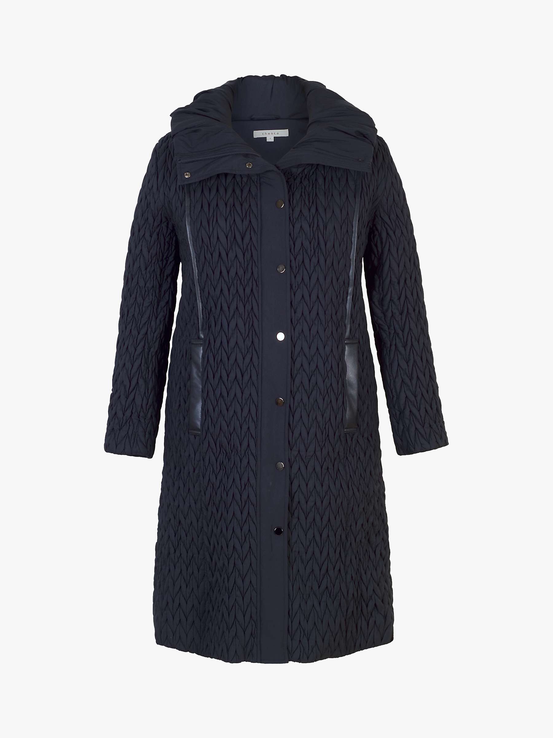 Chesca Embroidered Quilted Coat, Navy at John Lewis & Partners