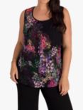 Chesca Floral Placement Cami Top, Black