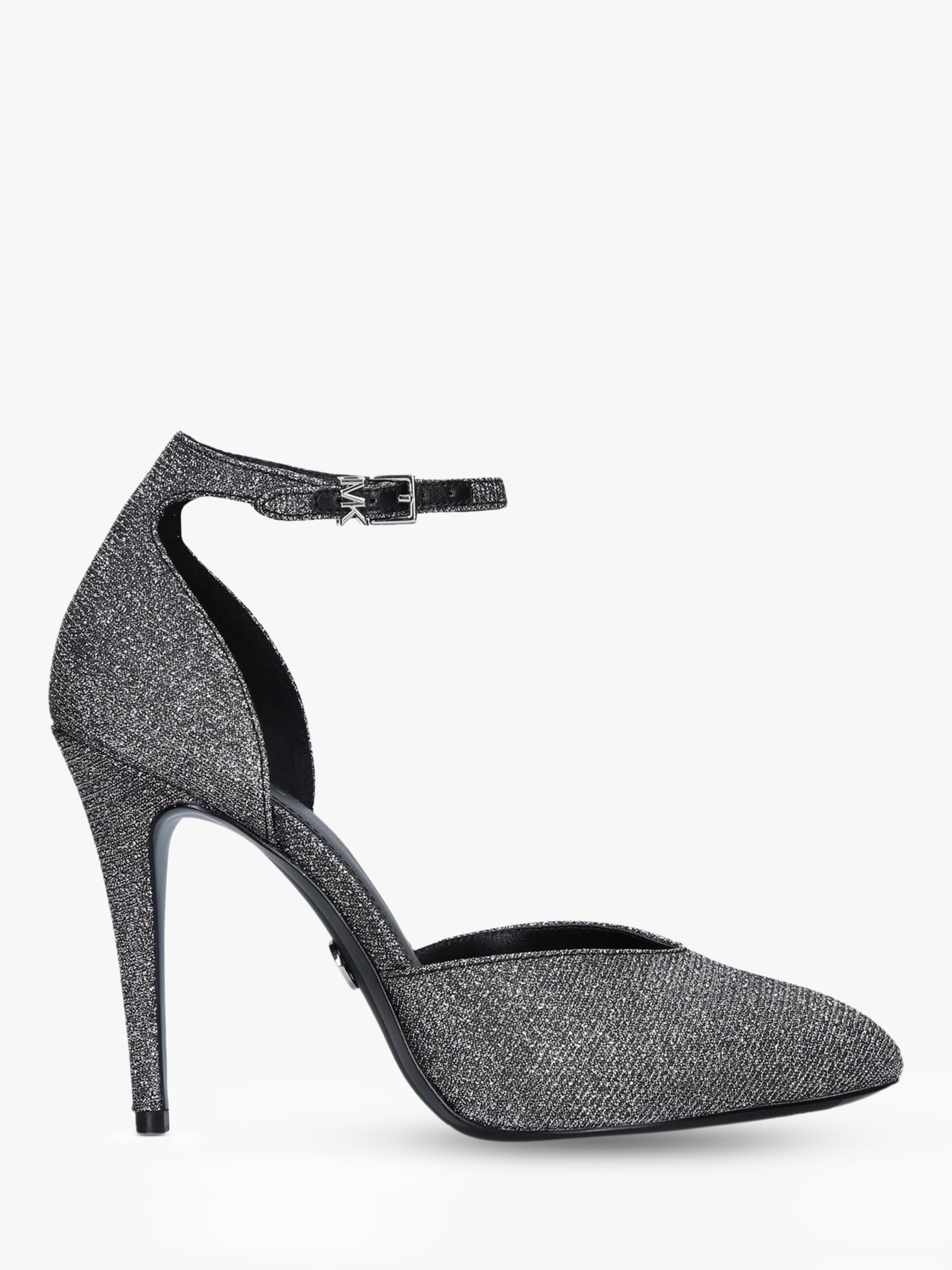 MICHAEL Michael Kors Elysia Ankle Strap Court Shoes, Black Glitter