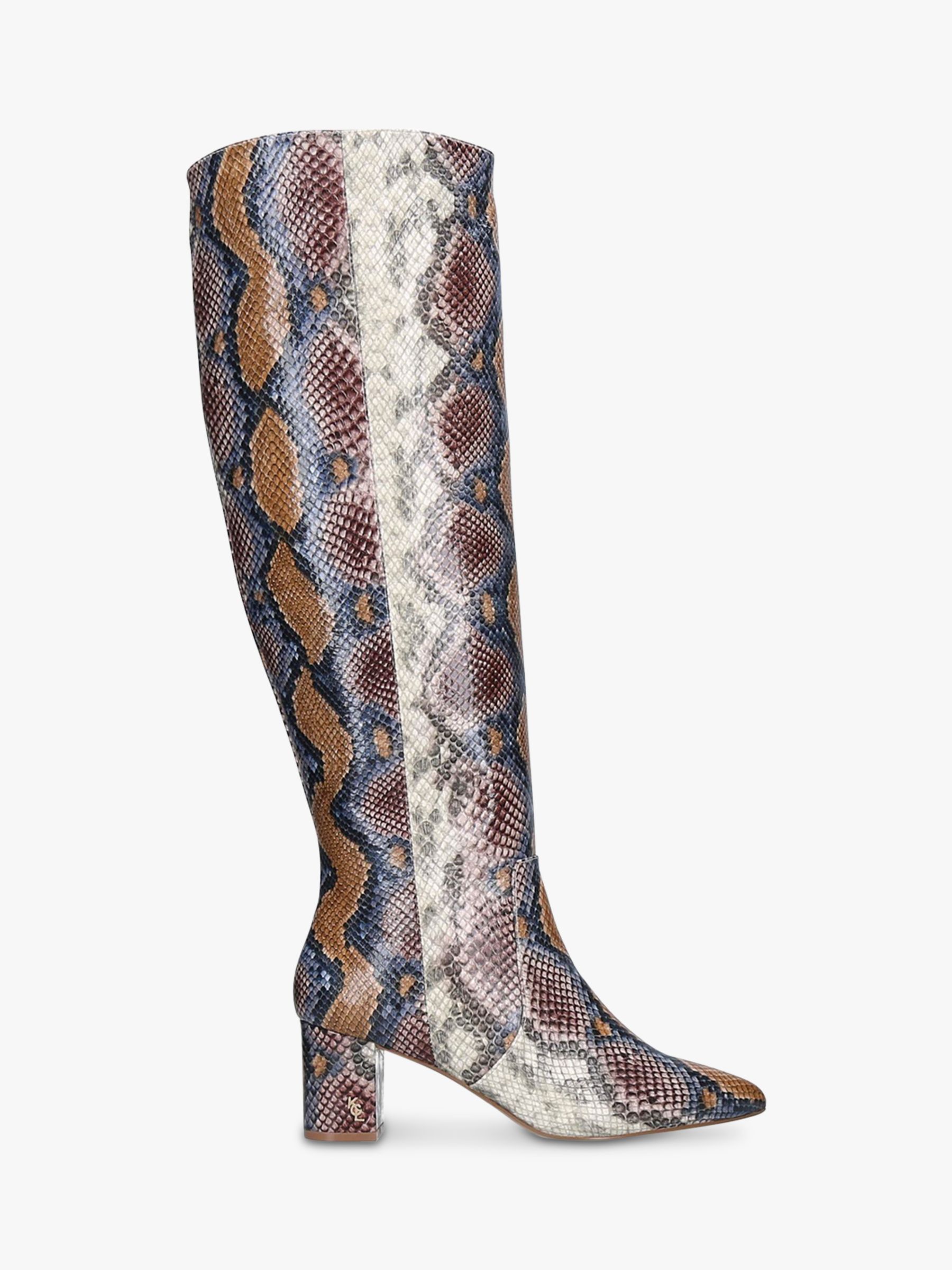 Kurt Geiger London Briya Snake Print Block Heel Knee High Boots