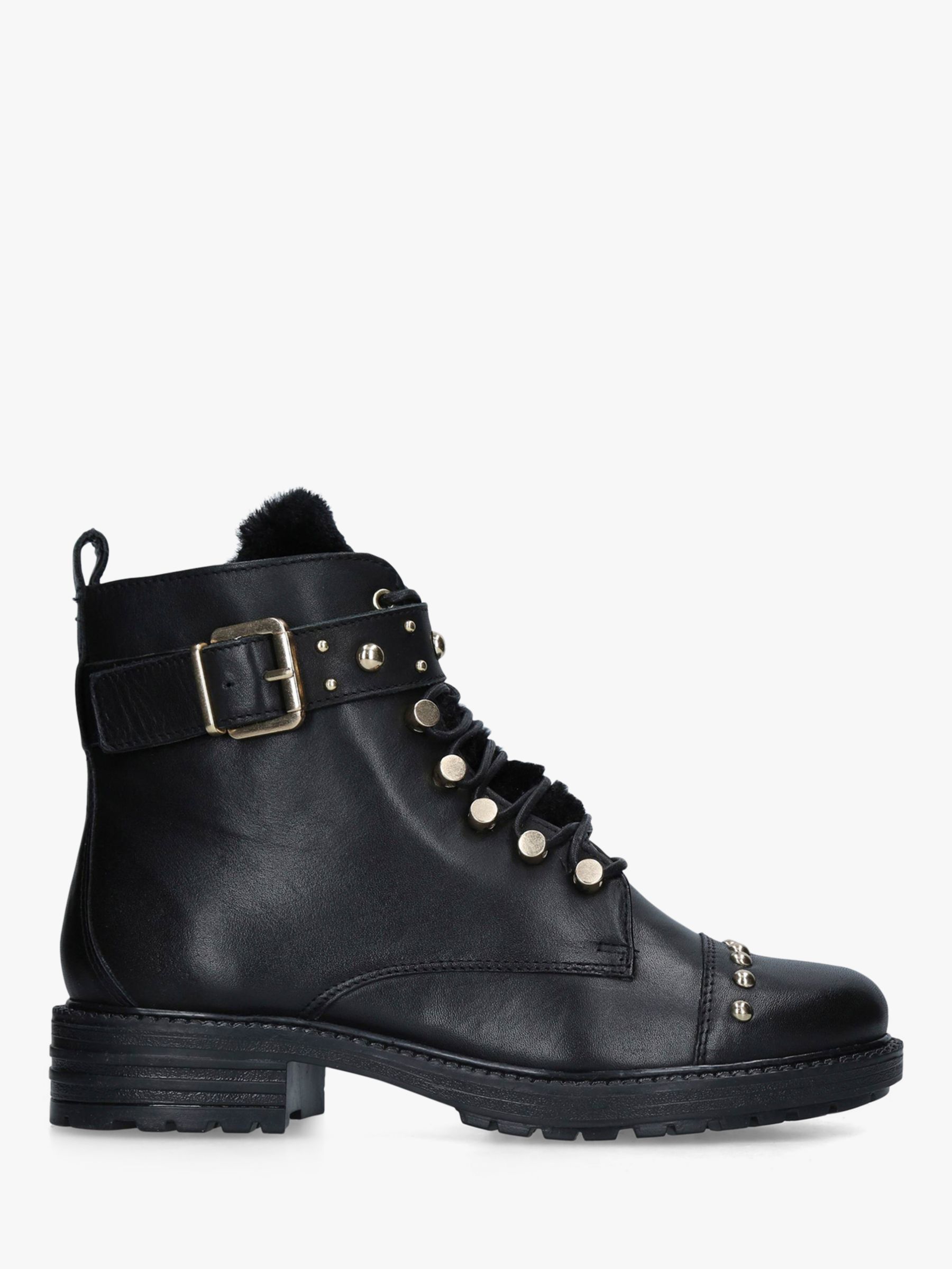 Carvela Sonny Lace Up Leather Ankle Boots, Black at John Lewis & Partners