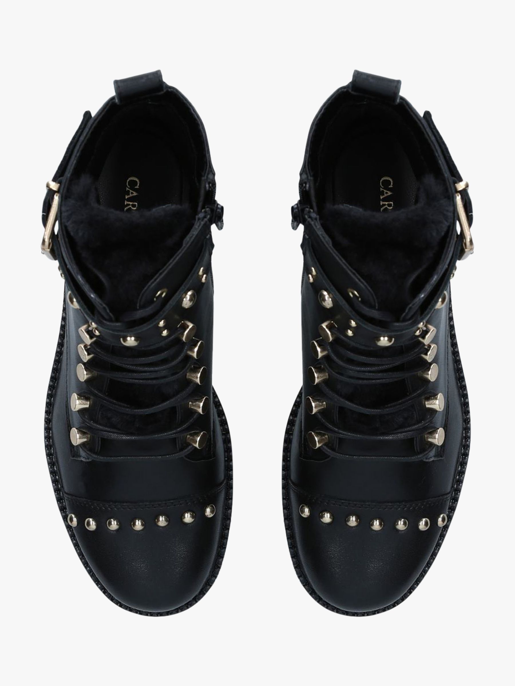 Carvela Sonny Lace Up Leather Ankle Boots, Black, 3