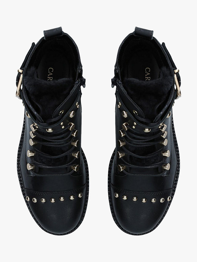 Carvela Sonny Lace Up Leather Ankle Boots, Black, 3