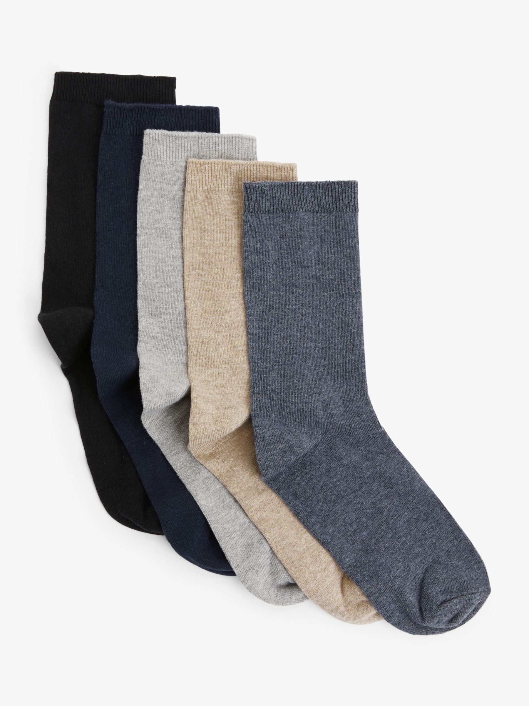 John Lewis & Partners Plain Organic Cotton Rich Ankle Socks, Pack of 5