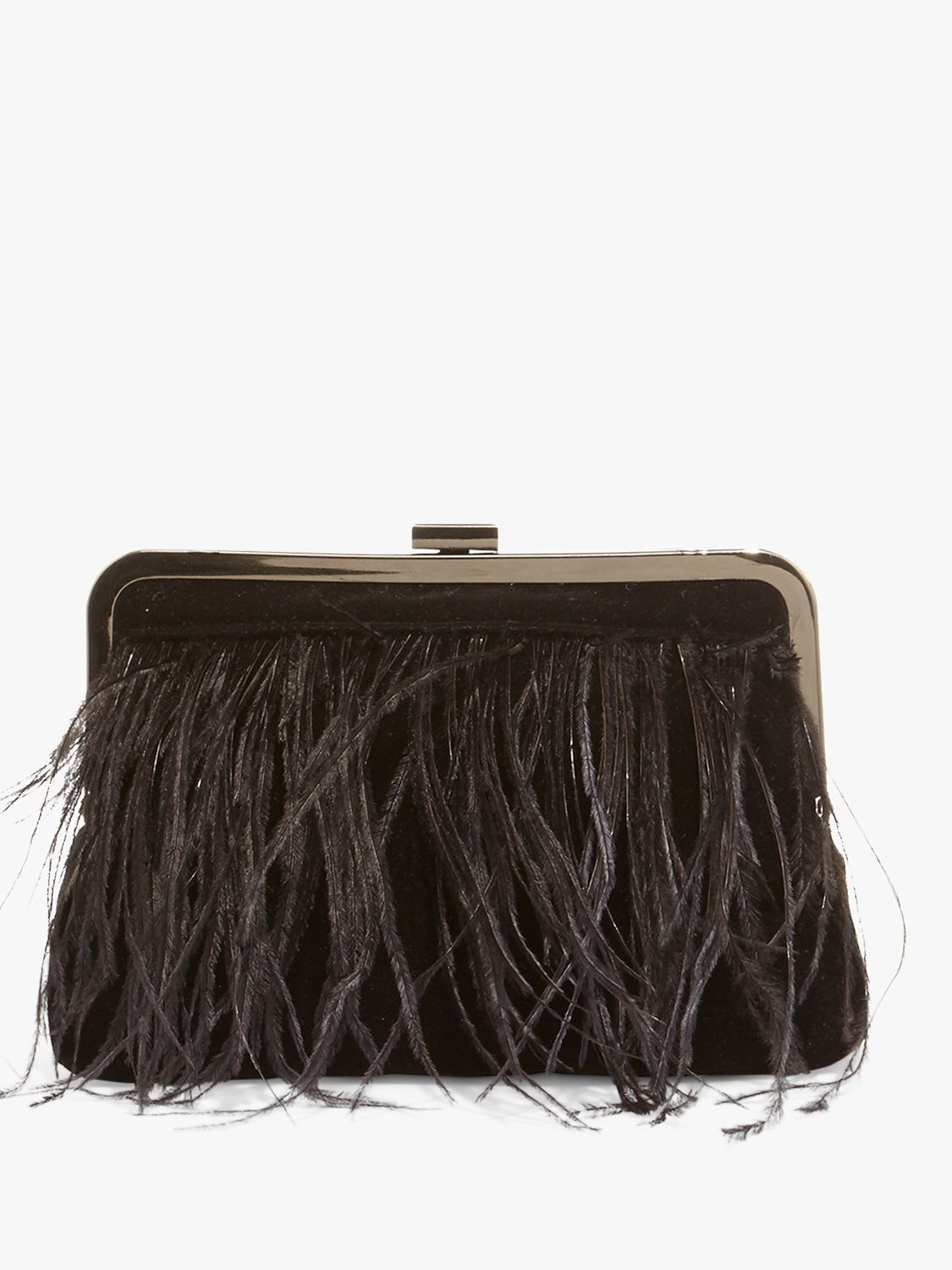 Phase Eight Fion Feather Clutch Bag, Black at John Lewis & Partners