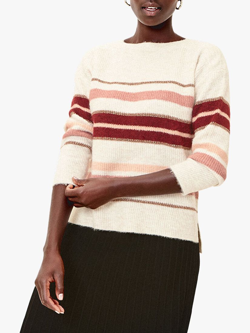 Oasis Lilly Sparkle Stripe Jumper, Neutral/Multi at John Lewis & Partners