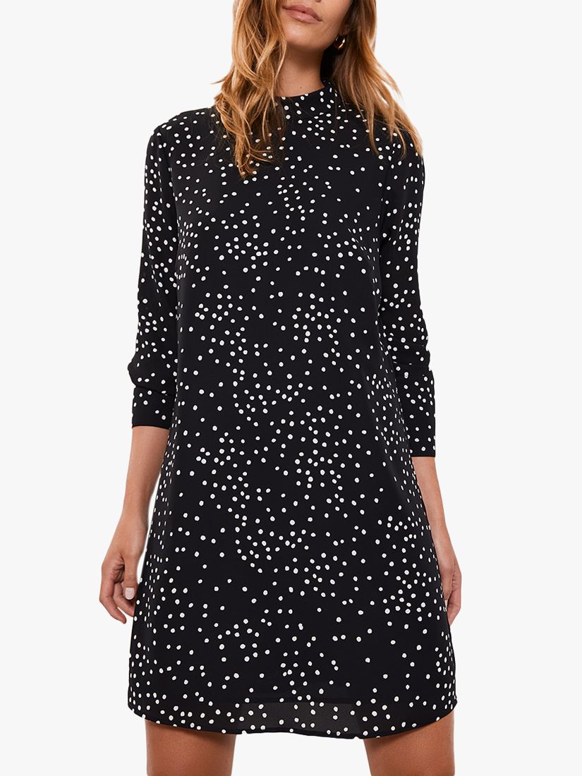 Mint Velvet Spot Mini Dress, Black/White