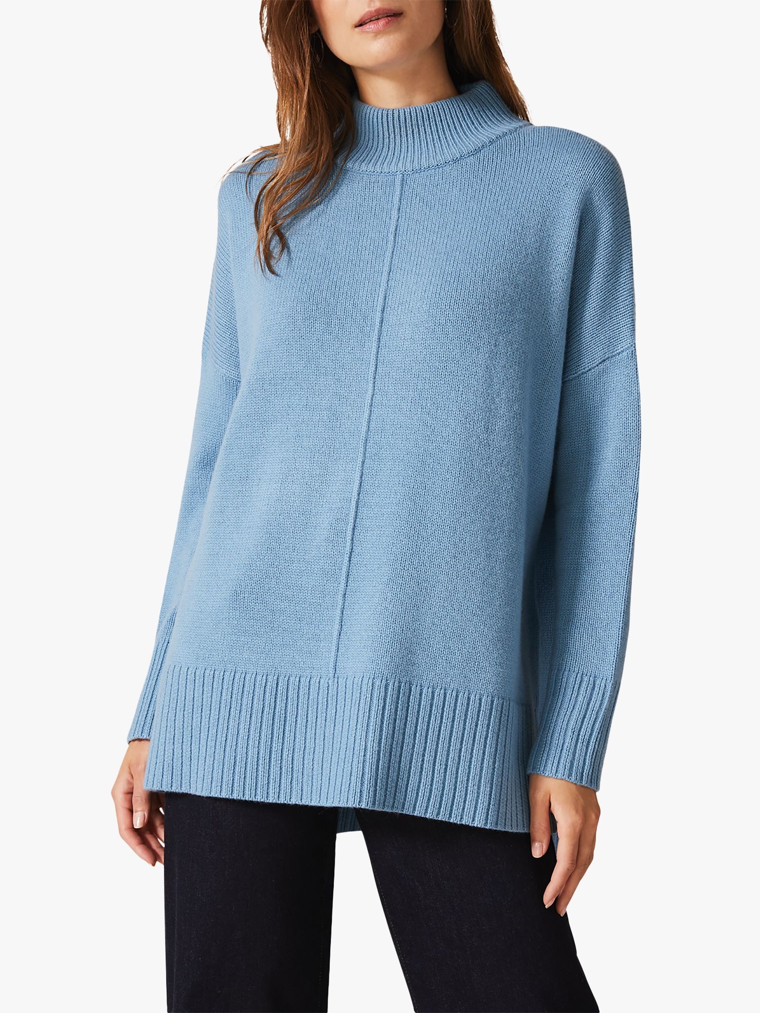 Phase Eight Sienna Lambswool Blend Turtle Neck Jumper, Blue at John ...
