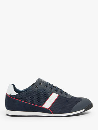 BOSS Glaze Low Profile Suede Trainers, Navy