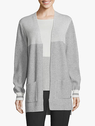 Betty & Co. Relaxed Ribbed Cardigan, Silver/Cream
