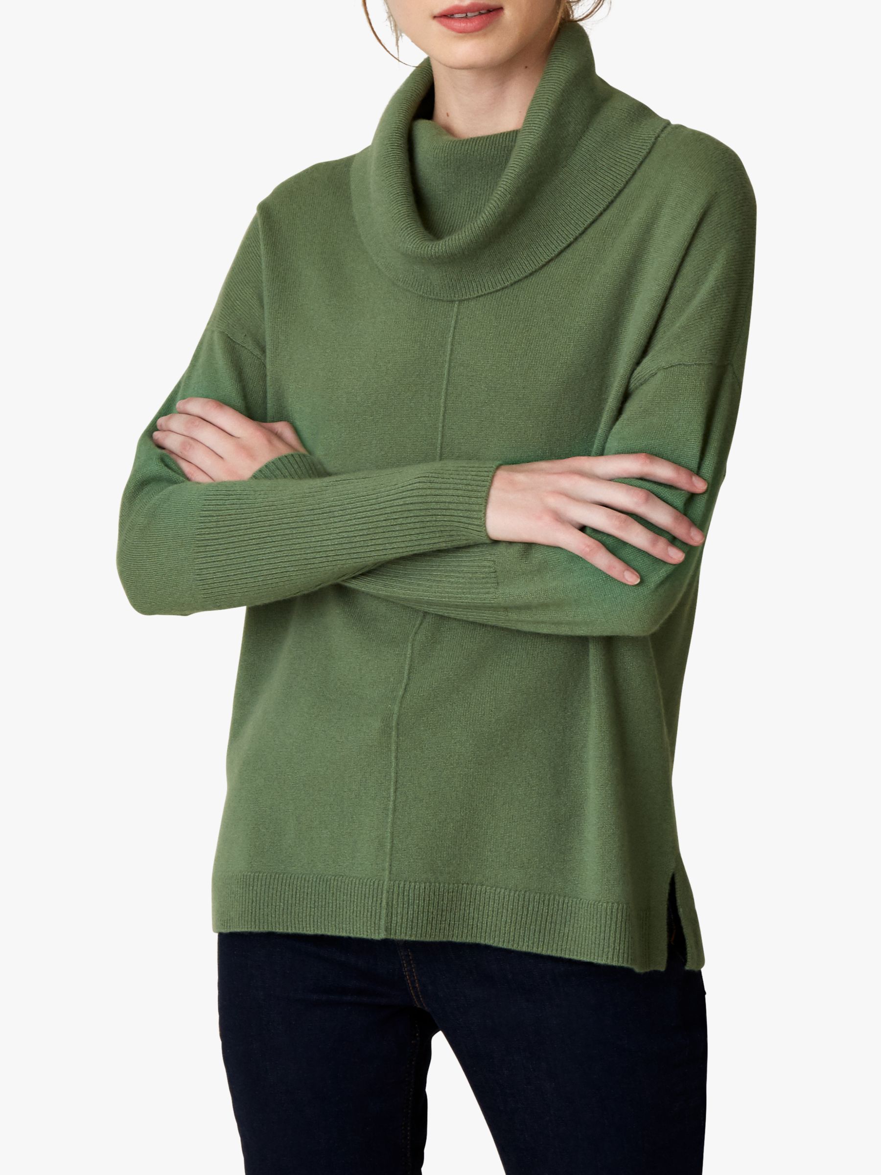 Jaeger Cashmere Reverse Stitch Slouchy Cowl Neck Jumper