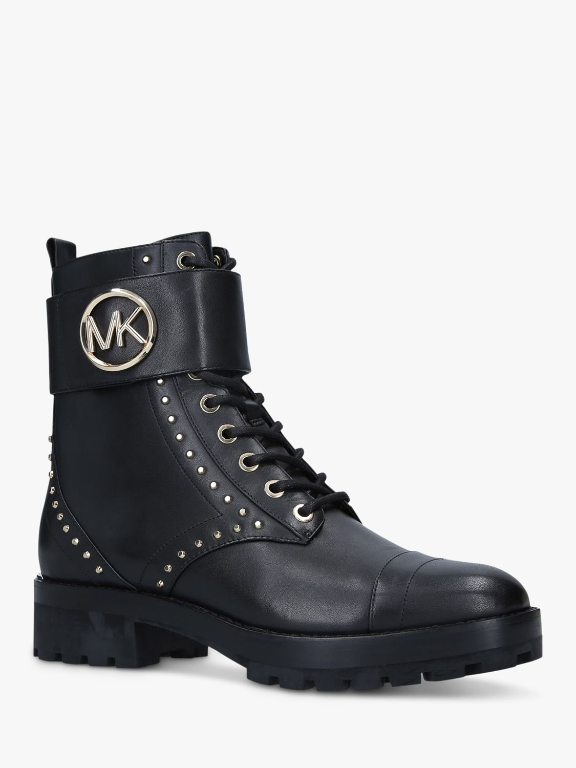MICHAEL Michael Kors Tatum Leather Flat Ankle Boots, Black at John ...