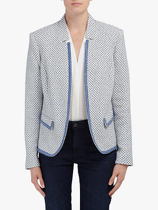 Helene For Denim Wardrobe Amelia Notch Collar Jacket, Blue/Cream