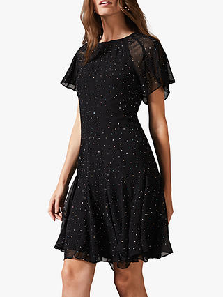 Phase Eight Nisha Sparkle Mini Dress, Black