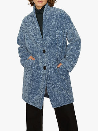 Jigsaw Teddy Cocoon Coat, Seafoam Blue