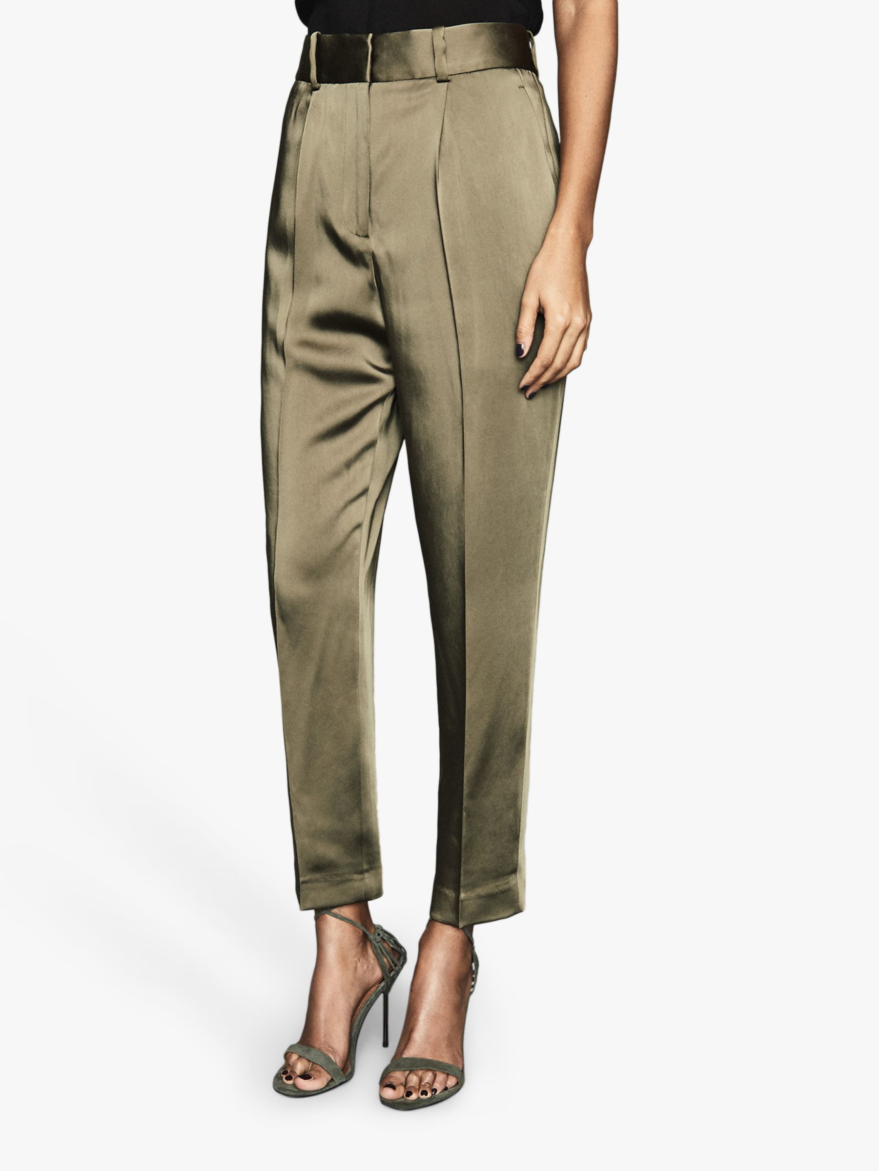 Reiss Elyssa Satin Tailored Trousers at John Lewis & Partners