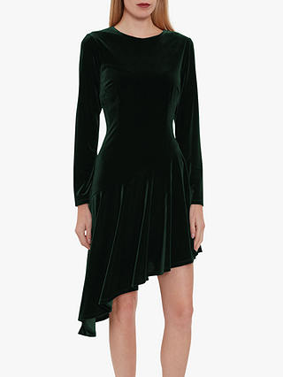 Gina Bacconi Olive Velvet Asymmetric Dress