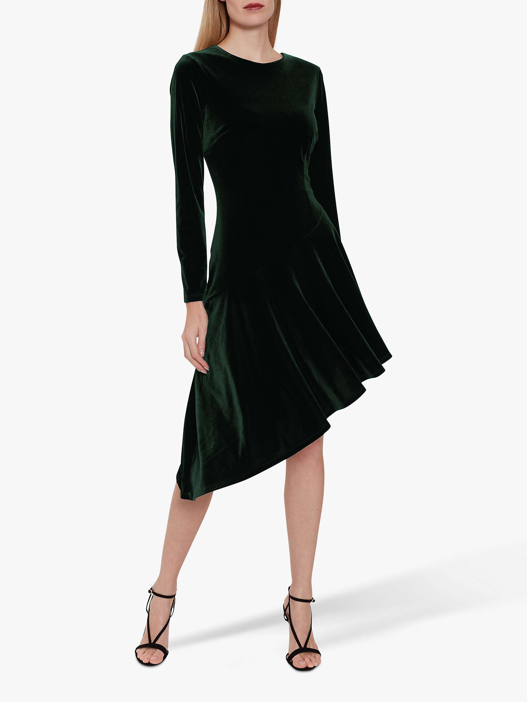 Buy Gina Bacconi Olive Velvet Asymmetric Dress Online at johnlewis.com