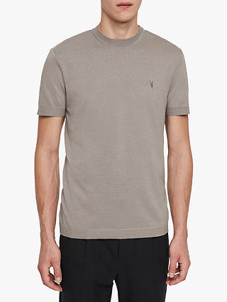 AllSaints Parlour Short Sleeve Crew Neck T-Shirt, Cement Grey