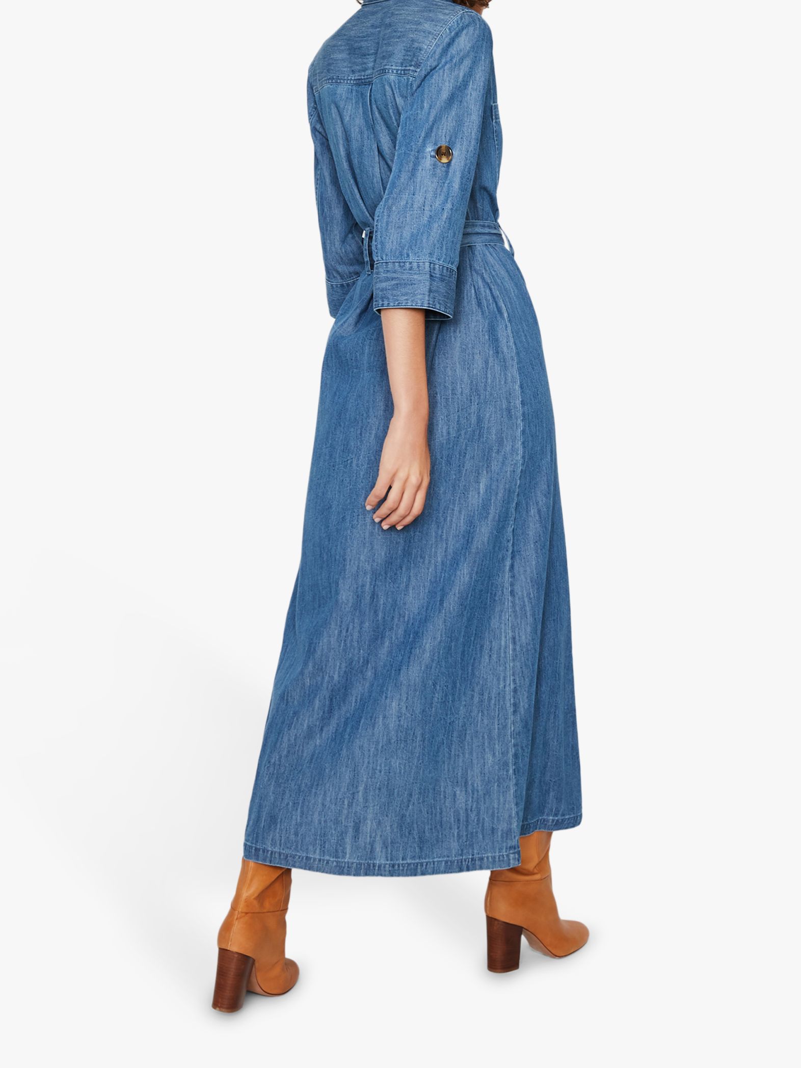 warehouse denim maxi shirt dress