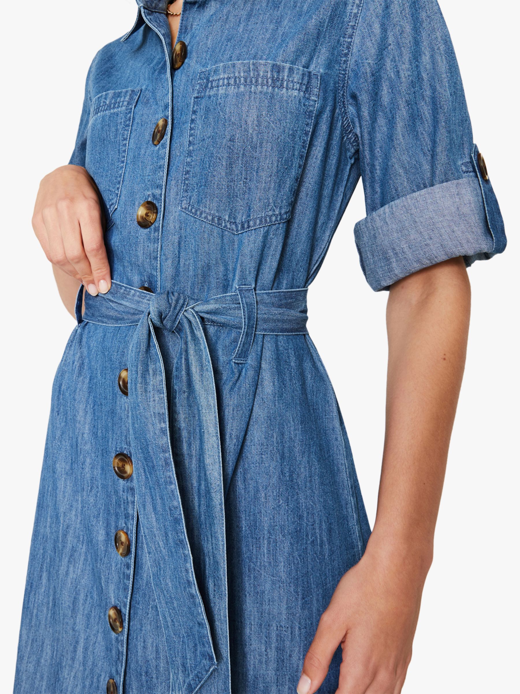 warehouse denim maxi shirt dress