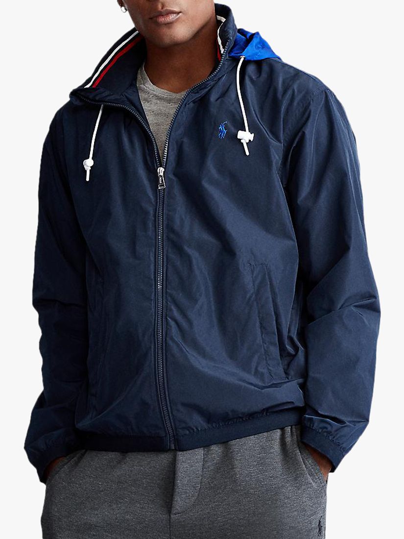 polo windbreaker jacket with hood