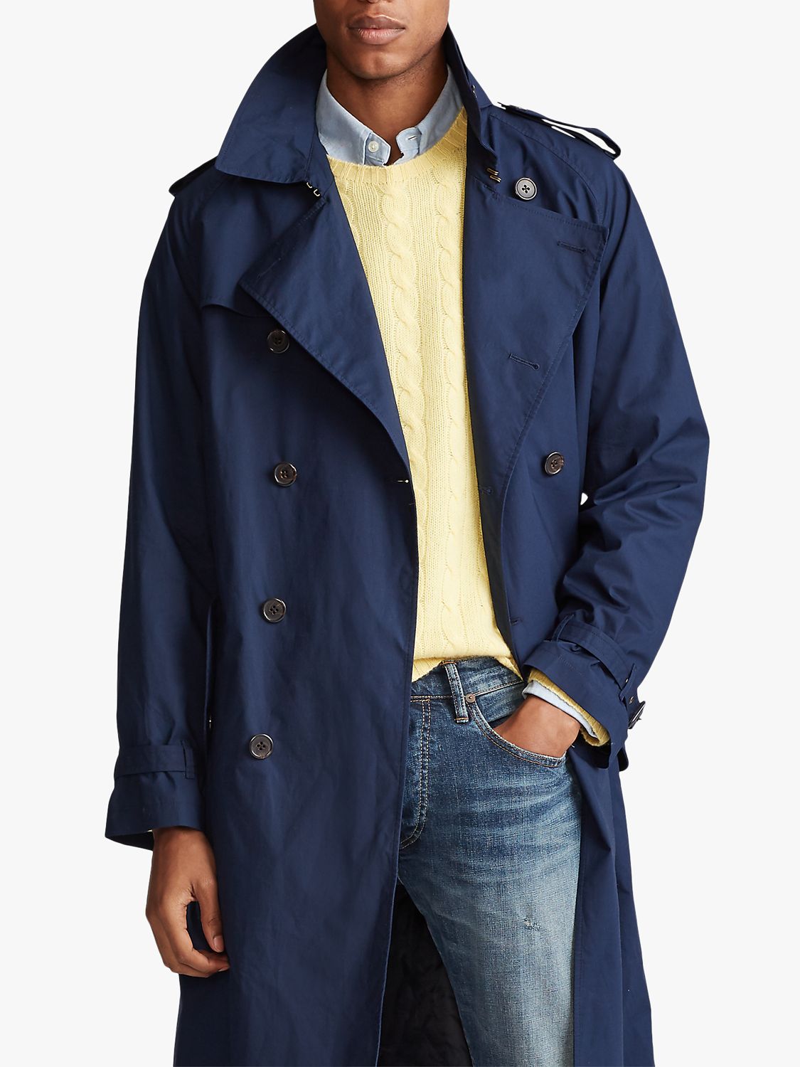 ralph lauren navy trench coat